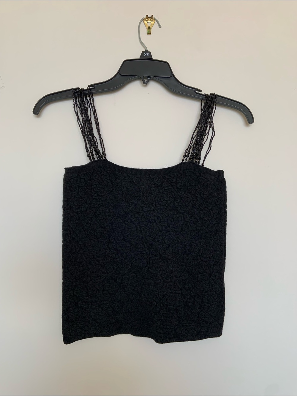 Black cropped top with beaded straps
